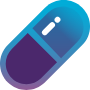 Purple and blue pill capsule.