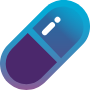 Purple and blue pill capsule.